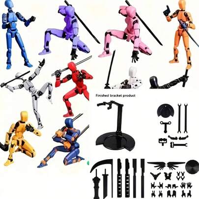 3pcs/Set 3D Printed Multi-Jointed EDC Figurine (With Accessory Set), Random 1 Piece, Includes Display Stand, Various Accessories Available (Wings Included), Perfect For Holidays, Birthdays, Collectibles, Accessories Require Self-Assembly