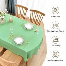 Mantel ovalado de 60x120 pulgadas de tela de poliéster, color verde salvia sólido, cubierta de mesa resistente y lavable para comedor, cocina, hogar y fiestas - Salvia 120 pulgadas x 60 pulgadas ovalada - Ver 6