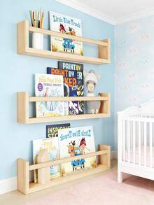 4/3/2/1pc Children's Room Wall-Mounted Storage Rack, Wooden Wall Bookshelf, Suitable For Storing Books And Decorations - Multicolor - View 1