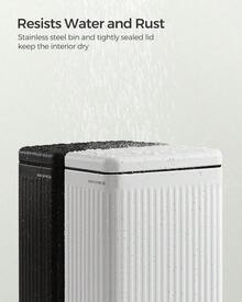 Bathroom Trash Can, 2.6-Gallon (10 L) Trash Bin With Lid, Slim For Small Spaces, Stainless Steel Garbage Can, Soft Close, White - 黑與白 - 查看 4