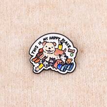 SIX SEVEN Quotes Enamel Pin Cute Animals Dog Raccoon Brooch Pin Lapel Pins Badge On Backpack Clothing Accessories Funny Jewelry Gifts - Black - View 8