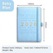 Sổ kế hoạch hàng ngày 2026 cao cấp bằng da PU - 320 trang (160 tờ), dày dặn, bao gồm 365 trang ngày tháng, dải ruy băng đánh dấu trang và vòng cài bút. Bìa chống thấm nước và chống bám bẩn với các tab chỉ mục hàng tháng giúp lập kế hoạch hiệu quả. - Nhiều màu - Xem 9