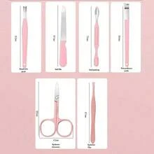8/14 Piece Deluxe Manicure & Pedicure Set Stainless Steel Nail Scissors, Clippers, Ear Digging Spoon Gifts For Men & Women, Nail Cutter Trimmer With Travel Box, Christmas Gifts - Pink - View 8