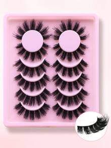 6对卡通猫眼假睫毛，仿貂毛假睫毛，狐狸眼假睫毛，自然浓密假睫毛，角色扮演旅行化妆工具（8-15条）假睫毛，睫毛，假睫毛 - 黑色 - 查看 4
