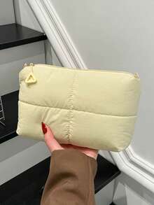 1pc This Stylish Solid-Color, Minimalist Diamond-Patterned Clutch Bag Features A Nylon Zipper Closure. Its Unique Design Makes It A Versatile And Chic Everyday Storage Bag, Available In Multiple Colors. A Must-Have Fashion Item And A Perfect Gift For Friends. - Solid Color Storage Bag - View 16