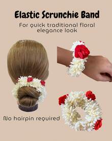 Traditional Hair Accessories – White Gajra With! Artificial Flower Jewellery Women, Party Wear, Bridal, Mehndi, And Hair Bun Stylingvalentine's Day QIVR - 1 - 查看 2