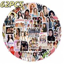 62pcs Mysterious Girl KATSEYE Stickers, Moonlight Collection, Dreamy Aesthetic Sticker Set, Suitable For Laptop And Water Bottle - Rose Red - View 9