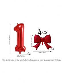 2pcs 32-Inch Number Balloon Set, Pink & Red Bow Foil Balloons, White, Red, Black & Cream 0-9 Number Balloons Suitable For Birthday Party, Anniversary Decoration - Multicolor - View 21