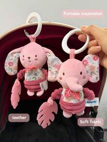 BBSKY 1 buah Boneka Gajah & Kelinci Merah Muda Lucu, Boneka Gantung Kereta Bayi Baru Lahir dengan Mainan Kerincingan dan Lonceng, Boneka Bayi Portabel yang Menenangkan, Cocok Sebagai Hadiah untuk Bayi Baru Lahir - MultiWarna - View 2