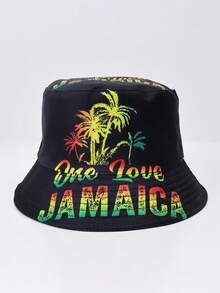 1pc Polyester Reversible Bucket Hat With Bohemian Map Print, Casual Party Street Style, UV Protection, Suitable For Spring, Summer, Autumn, Unisex