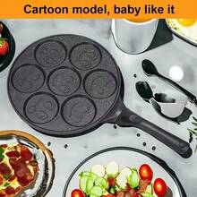 1pc 7-Cup Marble Non-Stick Pancake Pan, Round Baking Mold Suitable For Induction Cooktop, Dishwasher , Scratch-Resistant, Great For Pancakes, Crepes And Home Breakfast Cookware And Food Tray - Black - View 7