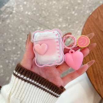 Estuche de protección contra caídas compatible con auriculares Apple tipo amor rosa, adecuado para almacenamiento de auriculares, protección contra arañazos y caídas, tipo compatible con Apple 4ta generación/Pro/3/1/2/Pro2 en degradado rosa