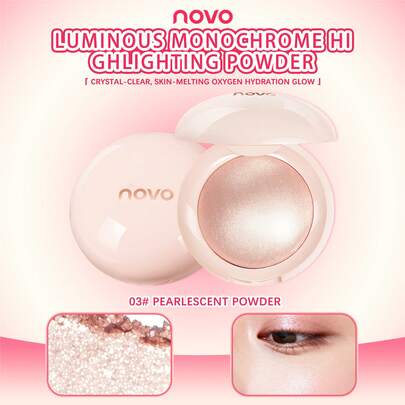 NOVO 细腻闪亮高光粉，珠光闪耀，亲肤提亮肤色，持久闪亮，适合日常妆容、派对、音乐节、庆典、节日、新年、秋冬季节，超值之选