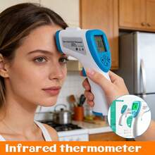 Termómetro infrarrojo digital sin contacto de 1 pieza, termómetro infrarrojo de temperatura de frente sin contacto, medición de temperatura para adultos/bebés, temperatura exterior, termómetro infrarrojo de alta precisión, pantalla HD - Blanco - Ver 2