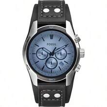Fossil Men's Analog Watch, Black Leather Strap, Quartz Chronograph Design, Casual/Daily Style, Suitable For Modern Men, Ideal Gift CH2564