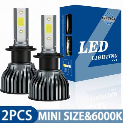 Erruson 2ชิ้น H7, H4, H11 ไฟหน้ารถ LED, 9ชิ้น H1, H9 หลอดไฟ LED (9005 HB3, 9006 HB4, 9012 Hir2 ขนาดเล็ก), และ 200,000LM ชิป DOB ความสว่างสูง