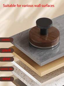 3pcs Walnut Wood Grain Multi-Functional Reusable Strong Suction Cup Hooks, Wreath Hanger, Heavy Duty Glass Front Coral Hooks For Door/Window/Over Door/Outdoor - Coffee Brown - View 4