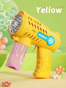 Automatic Handheld Bubble Machine Toy - Outdoor Game, Party Gift - Bubble Blowing Accessories. Electric Bubble Gun. Fine Bubble Generation. Yellow And Blue Color Options (Batteries And Bubble Solution Not Included) - 彩色 - 查看 10