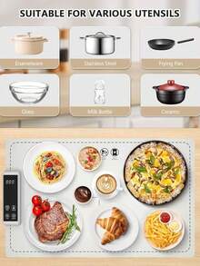 Electric Food Warming Tray - Portable Roll Hot Plate ,Adjustable Silicone Heating Pad With 6 Temperature Settings And 5 Timing Options,Buffets Party Gatherings Kitchen Warmer Countertop Holiday - US A Type Plug(110-127V) - View 5