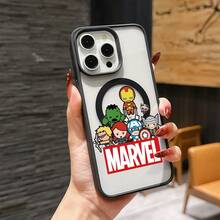 Marvel Patterned Phone Case, Iron Man, , Hulk, Thor, Hawkeye, Black Widow, Thanos, Avengers. Compatible With IPhone 17 ProMax, 17Pro, 17Air, 16, 15, 14, 13, And 12 Pro Models, With Shockproof Protection. A Unique Gift For Marvel Fans, Friends, Birthdays, Holidays, And Special Occasions. Great Gift Option For Anyone Who Loves Superheroes. - 黑色 - 查看 2