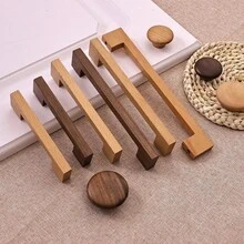 天然木纹风格现代简约高端实木抽屉拉手和橱柜门把手 - 彩色 - 查看 2