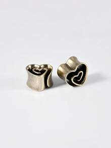PAIR Heart Shape Spiral Ear Gauges Heart Tunnels Plugs Ear Tunnels Ear Stretchers Stainless Steel Piercings 8mm-25mm