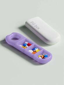 1pc Purple/Green Pill Organizer Box, Portable Compartment Pill Case For Travel, Compact Multi-Function Drawer Pill Box, Suitable For Travel, Home Or Outdoor Use, Minimalist Design, Secure Closure, Essential For Frequent Travelers