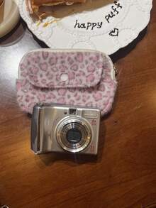 粉色豹纹零钱包 可爱甜美相机收纳包 毛绒大容量便携卡包 旅行口红化妆包 化妆包 旅行必备 - 彩色 - 查看 4