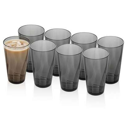 Plastic Drinking Glasses, Premium Quality Durable  Water Tumblers, 20-Ounce Reusable Cups, Stackable Restaurant-Style Drinking Glasses For Water, 8 Pack