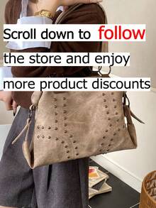 Ta khaki jednokolorowa, nitowana damska torba na ramię jest wykonana ze skóry syntetycznej, ma dwa uchwyty i gładki metalowy zamek błyskawiczny. To modna i uniwersalna torebka damska, z miejscem na codzienne drobiazgi, takie jak szminka, klucze i kosmetyki. Idealna do dojazdów do pracy, na zakupy, w podróże służbowe, na wycieczki i na różne okazje. - Kolor khaki - Zobacz 2