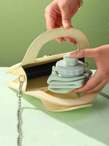 1pc 600ml Folding Sports Water Bottle For Women Men Portable Silicone Cup Reusable Drinking Bottle Outdoor Fitness Gym Travel Camping Hiking Trekking Office School Supplies - Hồng - Xem 3