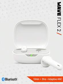 Wave Flex 2 Wireless Bluetooth Earbuds With Active Noise Cancelling, 40h Playtime, JBL Pure Bass Sound, Smart Ambient Technology, IP54 Water And Dust Resistant, Multi-Point Connection - White - View 2