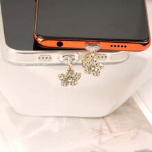 1个全新精美小花挂件/手机充电口防尘塞/装饰吊坠/兼容/Type-C接口，送给母亲、家人、朋友、孩子、生日、节日的礼物，手机配件，手机挂件 - 金色2 - 查看 5