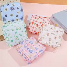 1pc Cute Minimalist Sanitary Pad/Tampon Storage Bag, Cosmetic Organizer Pouch, Portable Large Capacity Menstrual Pad Bag - Multicolor - View 1