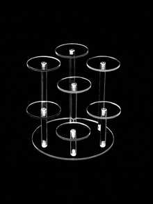 1个亚克力蛋糕架，4/7/9层圆形透明蛋糕展示架，圆形纸杯蛋糕架，亚克力甜点架，蛋糕展示树，项链/耳环/手镯/手表展示架，珠宝展示架，收藏品展示架，汽车模型展示架，手办展示架，适用于派对、婚礼、生日、珠宝店、收藏馆、家庭、商场、超市、斋月、情人节等场合。 - 彩色 - 查看 8