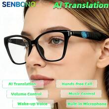 SENBONO AI翻译智能眼镜，这款眼镜支持高清音频、音乐播放控制和免提通话，内置麦克风，让您轻松听音乐和管理通话，时尚美观。 - 黑色 - 查看 1