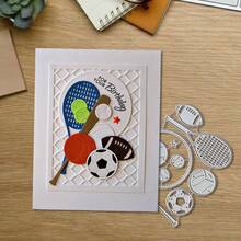 Creative Grid And Ball Sports Cutting Dies, DIY Scrapbooking Album And Embossing Stencil, Greeting Card Making Tool, Card Paper Cutting Crafts ,Gift Card Making Template Die Cuts.
