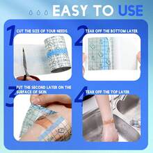 1 Cuộn băng keo PU trong suốt, chống thấm nước, mỏng, thoáng khí, dùng để băng bó vết thương, dài 196,85 inch/5 mét. - Nhiều màu - Xem 5
