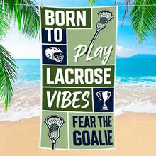 1条大号格子曲棍球元素沙滩巾，超强吸水超细纤维沙滩毯，适合旅行、游泳池、潜水、冲浪、瑜伽、露营，多种尺寸可选，沙滩用品浴室装饰 - 彩色 - 查看 2