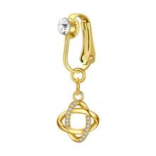 Fake Belly Button Ring Clip-On For Women - CZ Dangle Heart Non-Piercing Jewelry - Golden - Golden - View 48