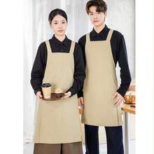 Cross-Back Style Kitchen Cooking Apron, Unisex, With Pockets, Wide Strap, Side Slits For Flexible Movement, Fashionable, Suitable For Baking, Painting, Gardening And Cleaning (Apricot)