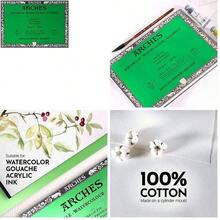 Arches - Bloque de Papel de Acuarela, Prensa fra, 7 x 10 Pulgadas, 150 Libras - 7"x10" - Ver 1