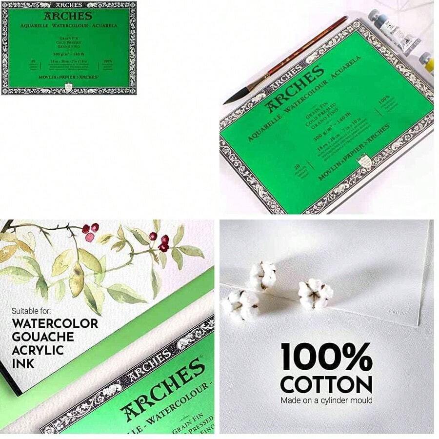 Arches - Bloque de Papel de Acuarela, Prensa fra, 7 x 10 Pulgadas, 150 Libras - 7"x10" - Ver 1