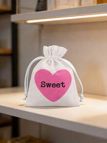 Customized Text, Red/Pink Heart Design Candy Drawstring Bag, Fashion Gift Packaging Bag, Reusable, Suitable For Valentine's Day/Wedding/Birthday Party, Friend Gift Exchange Packaging Bag - Multicolor - View 7