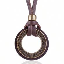 ANNA Genuine Leather Necklace Cool Punk Rock Jewelry Choker Pendant Necklace - plateado - Ver 2