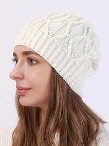 1pc Unisex Single Layer Cable Knit Beanie Hat, Warm & Fashionable Ear Protection, Suitable For Daily Outings, Skiing, Autumn/Winter