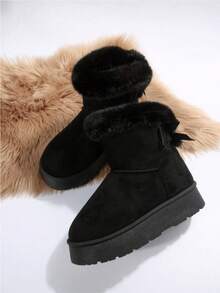 Women's Winter Snow Boots - Non-Slip Rubber Sole, Plush Thick Warm Thick-Soled Ankle Boots Women's Shoes, Suitable For Outdoor Wear... Thick Sole + Non-Slip, Suitable For Skiing And Cold Weather - 黑色 - 查看 6