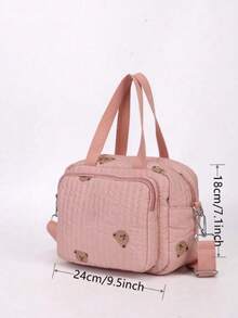 1pc Ins Style Mommy Bag, Small Bear Handbag, Shoulder Messenger Bag, Fashionable Embroidery Mommy Bag - Multicolor - View 2