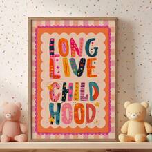 Quadro em tela estilo boêmio (1 peça) - Memórias da infância para sempre, pôster para quarto infantil, arte de parede colorida para quarto de menina, decoração para berçário, arte de parede emoldurada para quarto infantil, adequado para quarto infantil, berçário, creche, quarto de menino, quarto de menina, Dia dos Namorados - Multicolorido - Ver 3