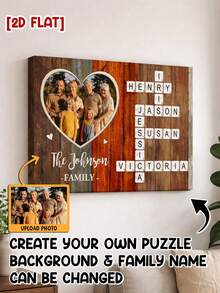 Catygift Customized Family Crossword Canvas Art, Personalized Family Gift, Family Theme Wall Decor, Customized Photo Crossword Canvas Art, Unique Gift For Parents, Grandparents On Anniversary, Birthday - As Shown - View 10